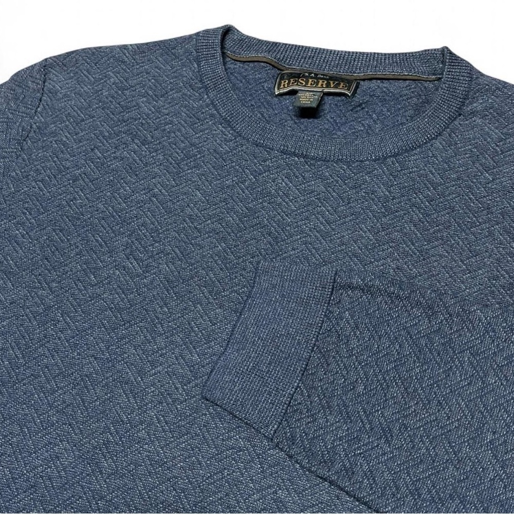 Jos A Bank Reserve Silk Blend Sweater Mens Size XL Navy Crewneck Textured Knit